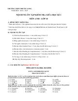 Đề cương ôn tập Giữa kì 2 Tiếng Anh 10 năm 2024–2025 trường THPT Phước Long (TP Hồ Chí Minh)